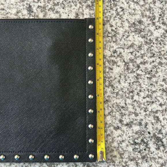 White House Black Market Black With Gold Studs Oversized Clutch NEW - Picture 6 of 7